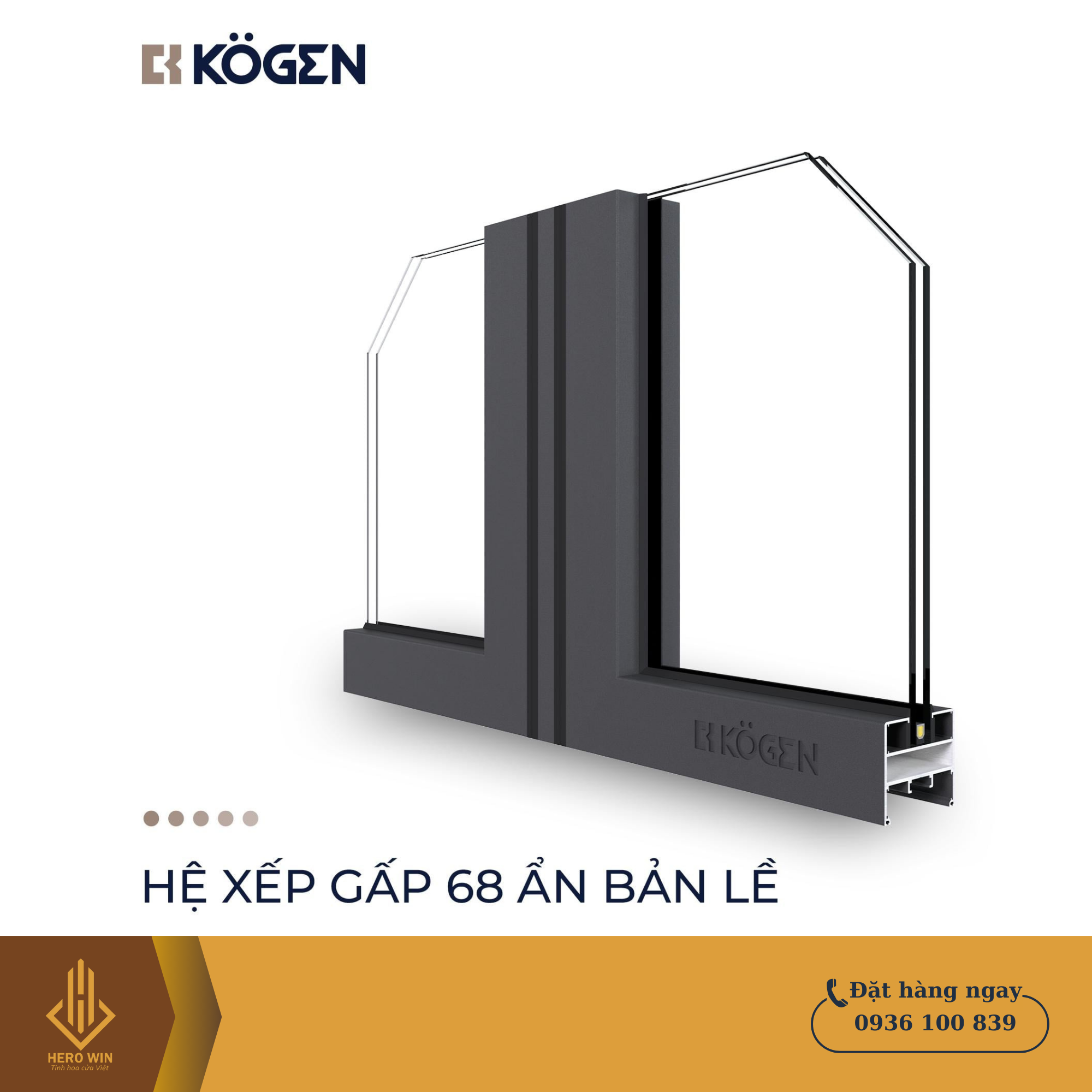 Cửa nhôm Kogen - Cửa xếp gấp hệ 68