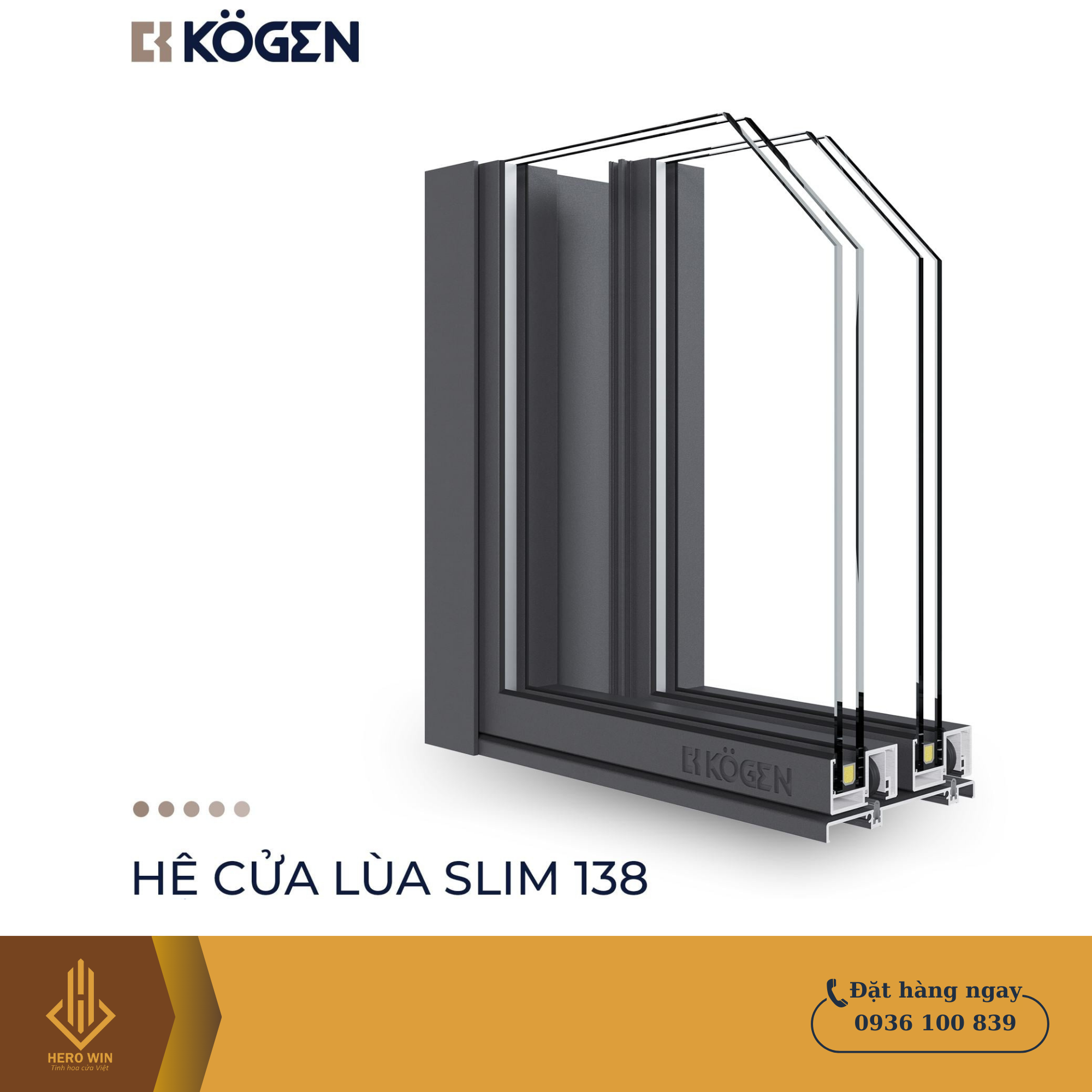 Cửa nhôm Kogen - Cửa trượt Slim hệ 138